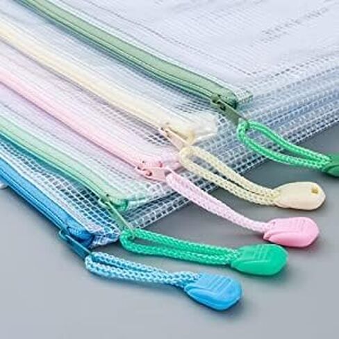 Oaimyy-Mesh Zipper Pouch Bags, 8 Sizes 8 Color Plastic Clear File Pouches for Organization, Zipper Pouches for Office Home Supplies Board Game Storage (Multicolor-9 pcs) in Kuwait