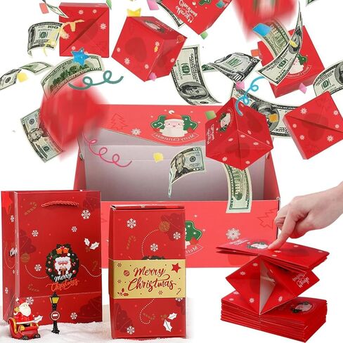 BOVVSKY 16PCS Surprise Gift Box Explosion for Money, Merry Christmas Surprise Gift Box Explosion for Money, Cash Explosion Luxury Gift Box, Christmas Luxury Folding Pop-Up Surprise Box (Green) in Kuwait
