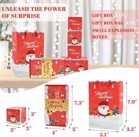 bovvsky 16pcs مفاجأة هدية مربع انفجار للمال، عيد ميلاد سعيد مفاجأة هدية مربع انفجار للمال، انفجار النقدية علبة هدية فاخرة، عيد الميلاد الفاخرة قابلة للطي المنبثقة مربع مفاجأة (الأحمر) in Kuwait