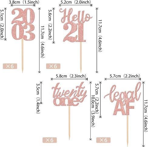 24 PCS 21st Birthday Cupcake Toppers Glitter Legal Hello 21 Cupcake Decorations Twenty One Since 2003 Cupcake Picks for Happy 21st Birthday Anniversary Party Cake Decorations Supplies Rose Gold in Kuwait