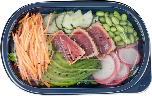 Restaurantware-RW Base 21 Ounce Meal Prep Containers, 50 Microwavable To Go Containers With Lids - Disposable, Freezable, Black Plastic Oval Food Containers, Pack Hot And Cold Food, For Takeaway in Saudi Arabia