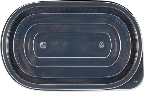 Restaurantware-RW Base 21 Ounce Meal Prep Containers, 50 Microwavable To Go Containers With Lids - Disposable, Freezable, Black Plastic Oval Food Containers, Pack Hot And Cold Food, For Takeaway in Saudi Arabia