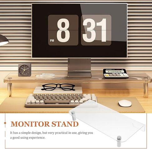 CRAFTHROU Dual Monitor Stand for Desk Adjustable Computer Monitor Riser with Storage Space Desktop Organizer Accessory for Monitors and Laptops Ergonomic Height for Reduced Neck Strain in Saudi Arabia