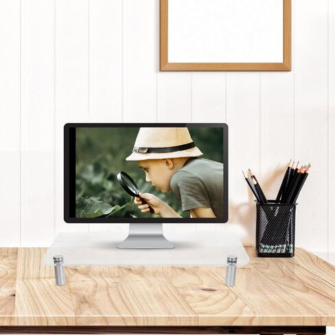 CRAFTHROU Dual Monitor Stand for Desk Adjustable Computer Monitor Riser with Storage Space Desktop Organizer Accessory for Monitors and Laptops Ergonomic Height for Reduced Neck Strain in Saudi Arabia