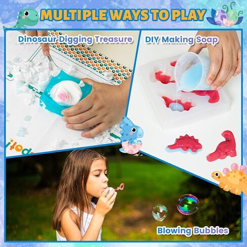 3 in 1 Dinosaur Soap Making Craft Kit Kids Toy, STEM Art and Craft Science Toy for Toddler, Dig Soap with Silicone Mold,Fragrances, Best Educational Craft Activity, Birthday Easter Gift for Girl Boy in Saudi Arabia