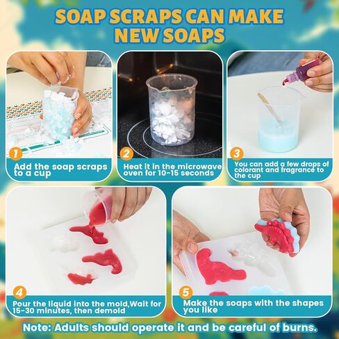 3 in 1 Dinosaur Soap Making Craft Kit Kids Toy, STEM Art and Craft Science Toy for Toddler, Dig Soap with Silicone Mold,Fragrances, Best Educational Craft Activity, Birthday Easter Gift for Girl Boy in Saudi Arabia