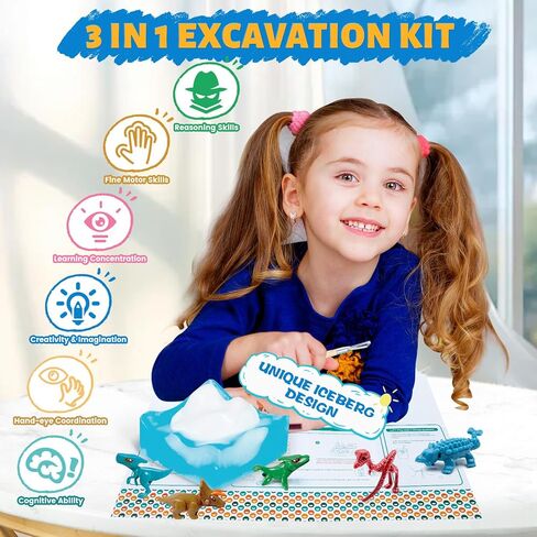 3 in 1 Dinosaur Soap Making Craft Kit Kids Toy, STEM Art and Craft Science Toy for Toddler, Dig Soap with Silicone Mold,Fragrances, Best Educational Craft Activity, Birthday Easter Gift for Girl Boy in Saudi Arabia