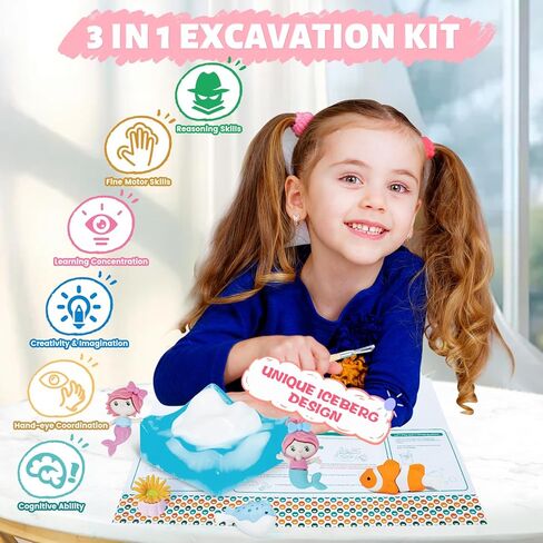 مجموعة أدوات صناعة الصابون 3 في 1 للأطفال من ديناصور، لعبة العلوم والتكنولوجيا والهندسة والرياضيات للأطفال الصغار، حفر الصابون مع قالب السيليكون، العطور، أفضل نشاط حرفي تعليمي، هدية عيد الفصح للفتيات الصبيان in Kuwait