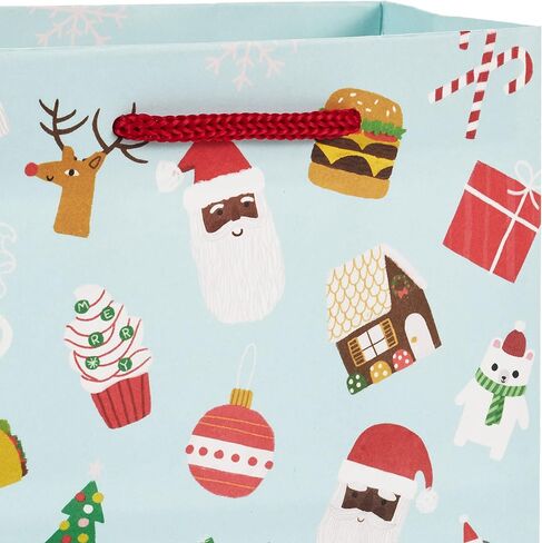 Hallmark Holiday Gift Bag Assortment (8 Bags; 3 Small 6", 3 Medium 9", 2 Large 13") Multicultural Santa Claus, Merry Happy Everything, Tacos, Donuts, Pizza, for Kids, Teachers, Foodies in Saudi Arabia