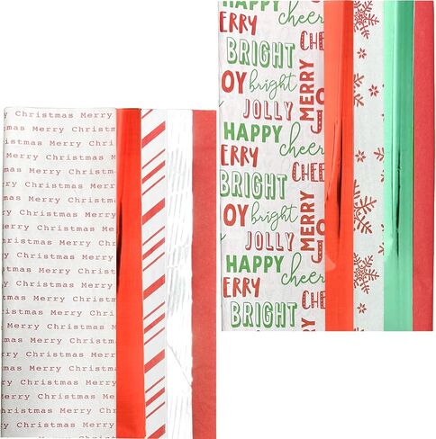 200 Sheets of Christmas Gift Tissue Paper, Paper and Mylar ChristmasTree and Snowflake Themed Sheets by ALEF in Kuwait