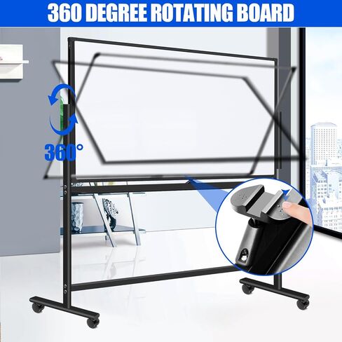 Large Rolling White Boards on Wheels 72 X 36 Inches, Double-Sided Magnetic Mobile Whiteboard with Stands, Dry Erase Board Stand Up White Board with Eraser & Marker & Magnet & Magnetic Calendar in Kuwait