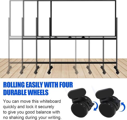 Large Rolling White Boards on Wheels 72 X 36 Inches, Double-Sided Magnetic Mobile Whiteboard with Stands, Dry Erase Board Stand Up White Board with Eraser & Marker & Magnet & Magnetic Calendar in Kuwait