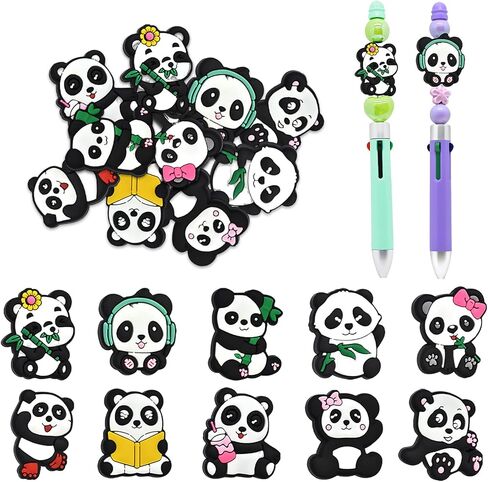 20 Pcs Focal Beads for Pens Cute Panda Focal Bead for for Keychain Making DIY Gift Necklace Bracelet Jewelry Students Gift in Saudi Arabia