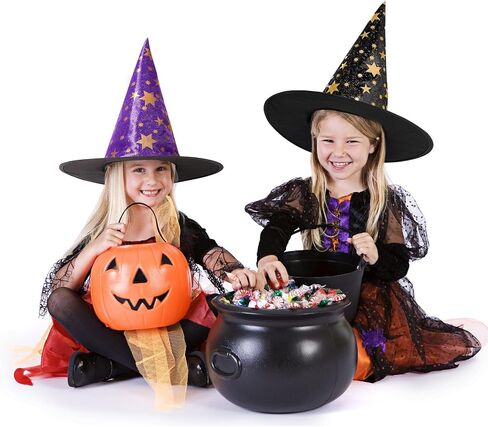 Zando Halloween Accessories Kids Witch Hats Foldable Star Printing Wizard Hat Girls Witch Hat Decoration for Halloween Party in Kuwait