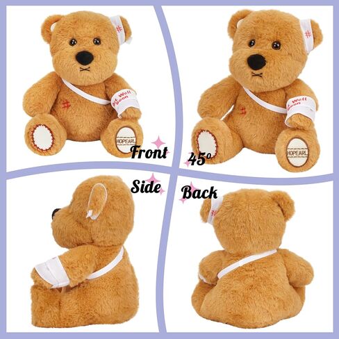 Hopearl Sicky Bear Toy Get Well Soft Stuffed Animal Fever Bear Cute Comforting Companion Gift for Boys Girls Kids Toddlers, Brown, 10'' in Kuwait