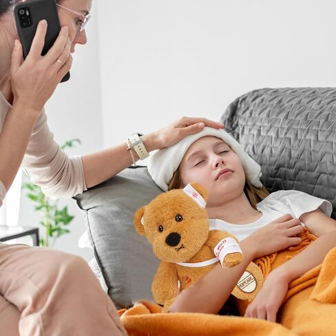 Hopearl Sicky Bear Toy Get Well Soft Stuffed Animal Fever Bear Cute Comforting Companion Gift for Boys Girls Kids Toddlers, Brown, 10'' in Kuwait