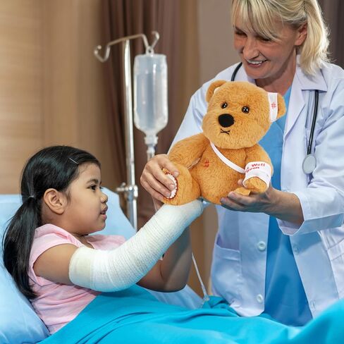 Hopearl Sicky Bear Toy Get Well Soft Stuffed Animal Fever Bear Cute Comforting Companion Gift for Boys Girls Kids Toddlers, Brown, 10'' in Kuwait