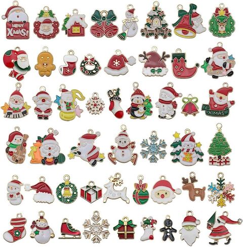 WOCRAFT 50 قطعة سوار المينا سحر عيد الميلاد لصنع المجوهرات الحرف اليدوية قلادة سوار سلسلة المفاتيح صياغة السحر عدة (SN936) in Kuwait