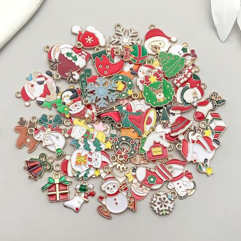 WOCRAFT 50 قطعة سوار المينا سحر عيد الميلاد لصنع المجوهرات الحرف اليدوية قلادة سوار سلسلة المفاتيح صياغة السحر عدة (SN936) in Kuwait