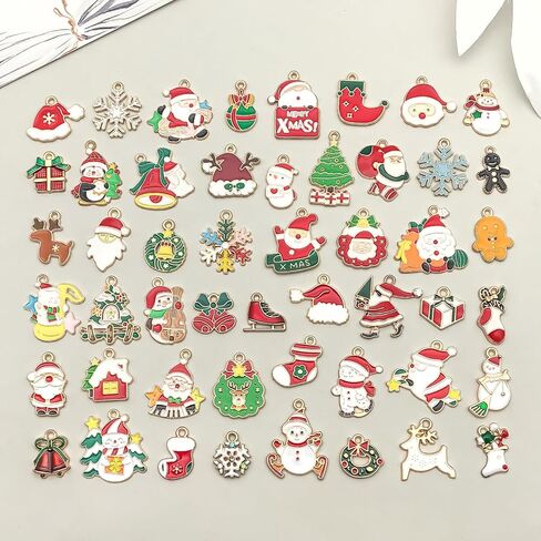 WOCRAFT 50 قطعة سوار المينا سحر عيد الميلاد لصنع المجوهرات الحرف اليدوية قلادة سوار سلسلة المفاتيح صياغة السحر عدة (SN936) in Kuwait