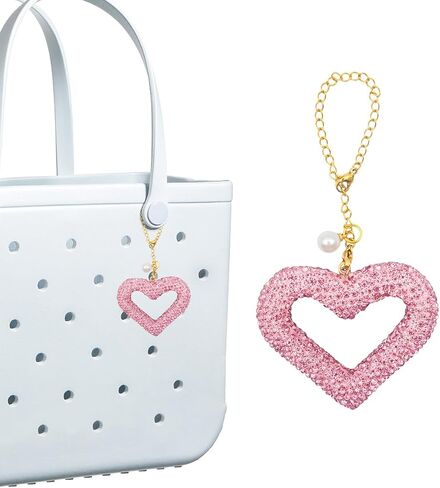 Glitter Heart Shape for Bogg Bag Accessories Charms, Bling Cute Love Heart Charms Apply to Decorative Bogg Bag Handbags Beach Totes bags- Stylish Accessory for Bogg Bag Lovers in Kuwait