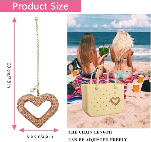 Glitter Heart Shape for Bogg Bag Accessories Charms, Bling Cute Love Heart Charms Apply to Decorative Bogg Bag Handbags Beach Totes bags- Stylish Accessory for Bogg Bag Lovers in Kuwait