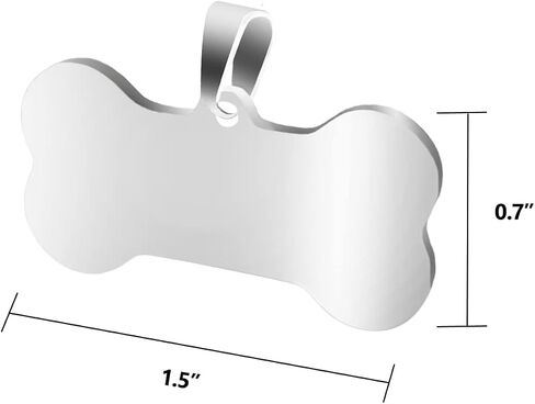 Pet ID Tags 10 Pieces Stainless Steel Silver Stamping Blanks with Hole Metal Puppy Tags 1.5" x 0.7" Bone Metal Charms in Kuwait