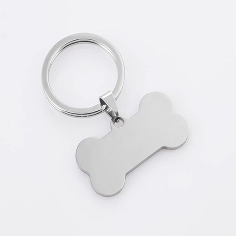 Pet ID Tags 10 Pieces Stainless Steel Silver Stamping Blanks with Hole Metal Puppy Tags 1.5" x 0.7" Bone Metal Charms in Kuwait
