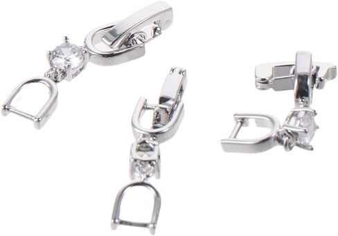 2.1cm Bracelet Extender Clasp 3Pcs White Gold Plated Crystal Rhinestone Foldover Extension Clasps for Jewelry Making Bracelet Necklace in Saudi Arabia