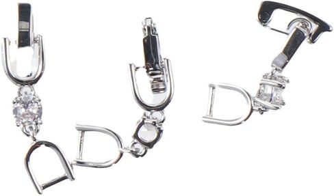 2.1cm Bracelet Extender Clasp 3Pcs White Gold Plated Crystal Rhinestone Foldover Extension Clasps for Jewelry Making Bracelet Necklace in Saudi Arabia