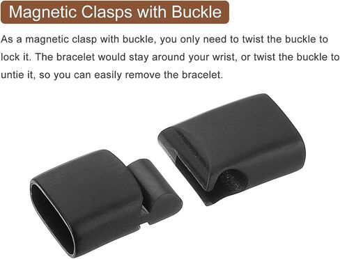 uxcell 10mmx5mm Flat Leather Clasp, 4Pcs Bracelet Clasps Flat Closure End Caps for Bracelet Craft Making Supplies DIY, Black in Saudi Arabia