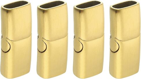 uxcell 10mmx5mm Flat Leather Clasp, 4Pcs Bracelet Clasps Flat Closure End Caps for Bracelet Craft Making Supplies DIY, Black in Saudi Arabia
