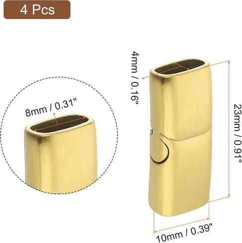 uxcell 10mmx5mm Flat Leather Clasp, 4Pcs Bracelet Clasps Flat Closure End Caps for Bracelet Craft Making Supplies DIY, Black in Saudi Arabia