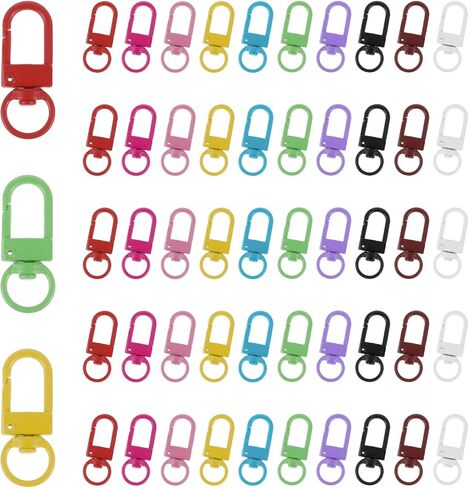 50 Pcs Metal Lobster Claw Clasps Colorful Swivel Lanyards Trigger Snap Hooks Strap 360° Swivel Snap Hooks for Key Chains and Jewelry Crafting Lobster Clasp for Bag Keychain Jewelry Making Connector in Saudi Arabia