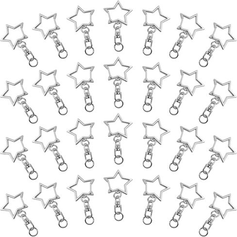 40pcs Star Keychain Clip Star Lobster Claw Clasp Gold Star Shaped Spring Snap Keychain with Chain Hanging Buckle with Open Jump Ring Connector for Crafts Key Ring Making,DIY Keychain Supplies in Saudi Arabia