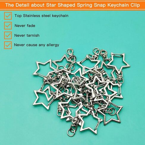 40pcs Star Keychain Clip Star Lobster Claw Clasp Gold Star Shaped Spring Snap Keychain with Chain Hanging Buckle with Open Jump Ring Connector for Crafts Key Ring Making,DIY Keychain Supplies in Saudi Arabia