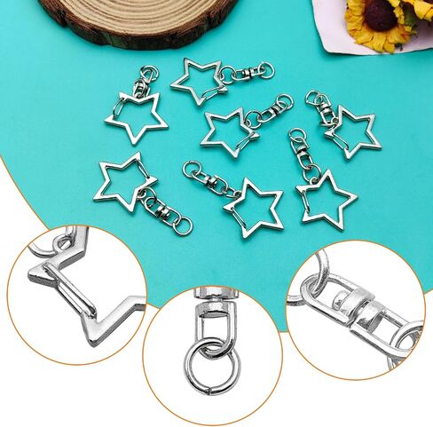 40pcs Star Keychain Clip Star Lobster Claw Clasp Gold Star Shaped Spring Snap Keychain with Chain Hanging Buckle with Open Jump Ring Connector for Crafts Key Ring Making,DIY Keychain Supplies in Saudi Arabia
