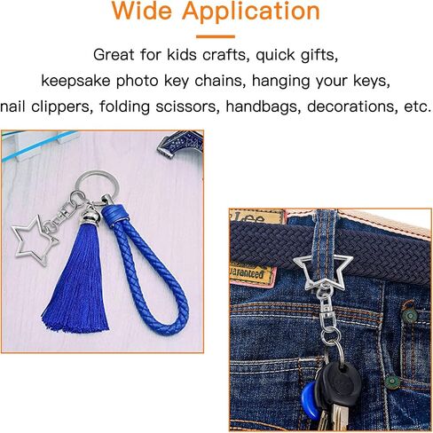 40pcs Star Keychain Clip Star Lobster Claw Clasp Gold Star Shaped Spring Snap Keychain with Chain Hanging Buckle with Open Jump Ring Connector for Crafts Key Ring Making,DIY Keychain Supplies in Saudi Arabia