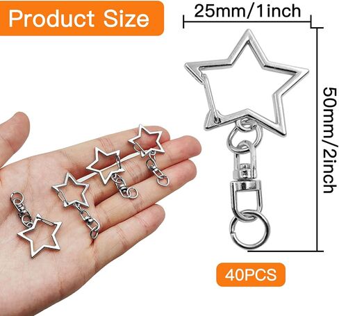 40pcs Star Keychain Clip Star Lobster Claw Clasp Gold Star Shaped Spring Snap Keychain with Chain Hanging Buckle with Open Jump Ring Connector for Crafts Key Ring Making,DIY Keychain Supplies in Saudi Arabia