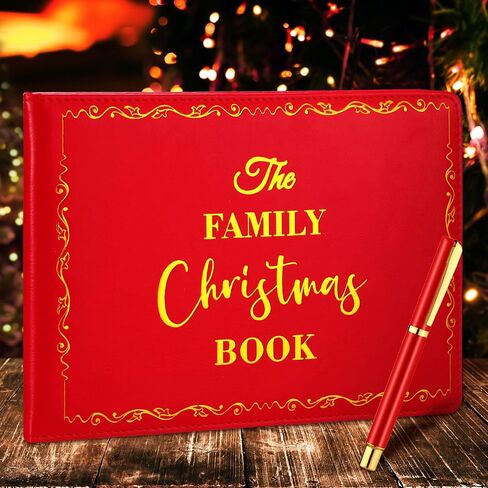 Frienda Christmas Memory Book with Pen Christmas Family Journal Christmas Leather Scrapbook Album 9'' x 6'' 144 DIY Blank Pages Christmas Card Keepsake Book Holiday Photo Album White Elephant Gift in Saudi Arabia