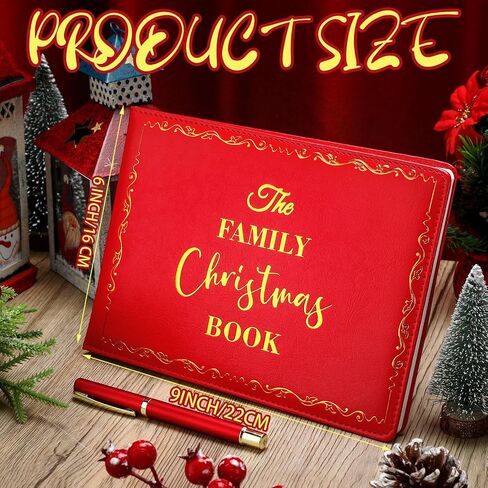 Frienda Christmas Memory Book with Pen Christmas Family Journal Christmas Leather Scrapbook Album 9'' x 6'' 144 DIY Blank Pages Christmas Card Keepsake Book Holiday Photo Album White Elephant Gift in Saudi Arabia