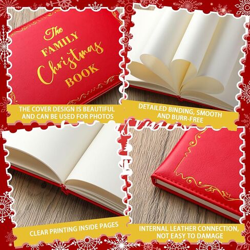 Frienda Christmas Memory Book with Pen Christmas Family Journal Christmas Leather Scrapbook Album 9'' x 6'' 144 DIY Blank Pages Christmas Card Keepsake Book Holiday Photo Album White Elephant Gift in Saudi Arabia