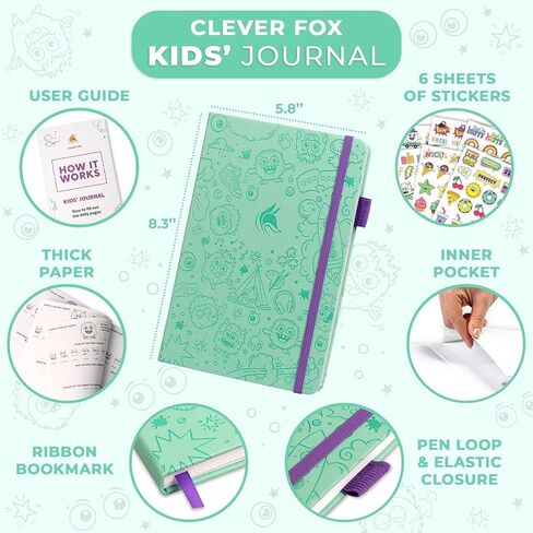 مجلة Clever Fox Kids - دفتر المشاعر اليومية والامتنان للأطفال الذين تزيد أعمارهم عن 8 سنوات - مخطط الطفل ومتتبع الحالة المزاجية لليوميات والكتابة (الخزامى) in Kuwait