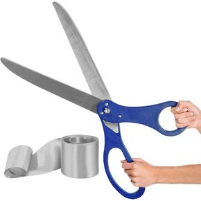 Large Grand Opening Ceremony Kit – 25 Inch Giant Scissors Blue with Blue Ribbon for Inauguration and Ceremony Ceremonial Scissors for Ribbon Cutting Grand Opening Ribbon and Scissor for Special Event