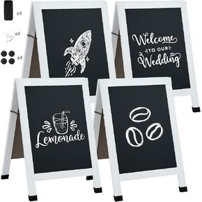 Sunnydaze Magnetic A-Frame Chalkboard Sign - Double-Sided Chalk Sandwich Board Sidewalk Sign - 30" x 20" - Black