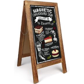 LotFancy Magnetic Chalkboard Sign 15"x12" - Natural Wood Framed Blackboard with Chalk Marker & Magnets, Dual-Use Tabletop/Wall Hanging for Rustic Kitchen, Wedding Décor, Farmhouse Home Office Display