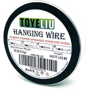 Hanging Solutions Nylon Coated Stainless Steel Picture Wrapping Sturdiness Wire Rope, 25-Pound(145ft)