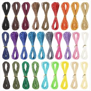 300m 30 Colors 1mm Waxed Polyester Cord Bracelet Cord Wax Coated String for Bracelets Waxed Thread for Jewelry Making Waxed String for Bracelet Making 10m for Each Color