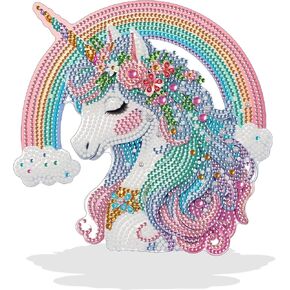 Tabletop Diamond Painting Ornaments Kits for Adults, Special Shaped Rhinestone Desk Placement Ornament ,5D Rainbow Unicorn Diamond Art Ornaments Kits for Beginners,Crystal Diamonds, Tabletop Orname