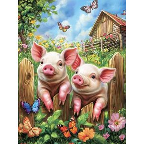 Bimkole 5D Diamond Art Kits for Adults Pig, Full Drill DIY Rhinestone Embroidery Set Paint with Diamonds Art Animal by Number Kits Cross Stitch Home Wall Craft Decor 12x16 Inch